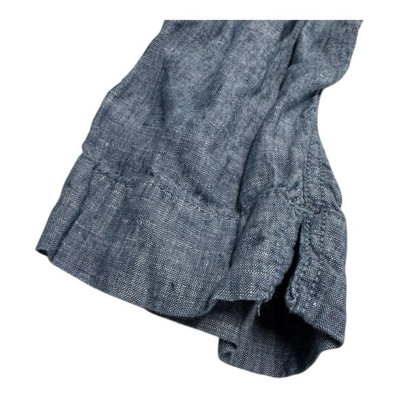 L.L. Bean Women's 10 Linen Blue Chambray Drawstring Elastic Waist Pant - Picture 2 of 6